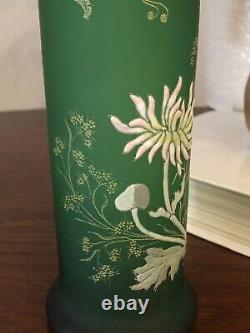 Art Nouveau French Legras Enamel Chrysanthemum Satin Glass Vase c1900