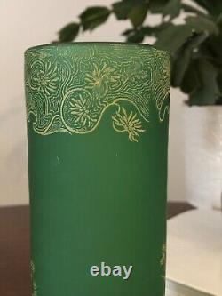 Art Nouveau French Legras Enamel Chrysanthemum Satin Glass Vase c1900