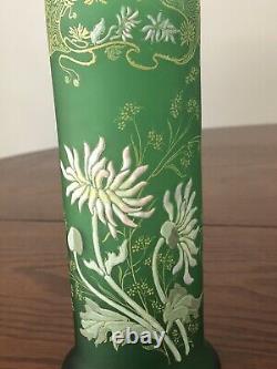 Art Nouveau French Legras Enamel Chrysanthemum Satin Glass Vase c1900