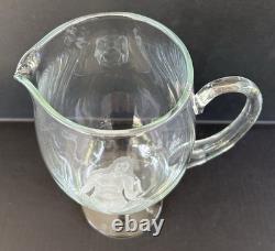 Art Nouveau Glass Pitcher Engraved Etched Nude Woman Victorian Antique