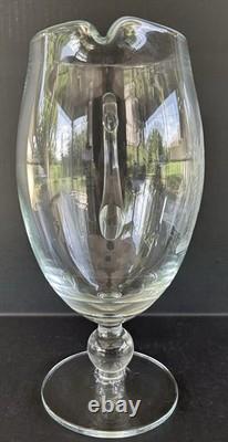 Art Nouveau Glass Pitcher Engraved Etched Nude Woman Victorian Antique