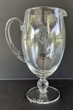 Art Nouveau Glass Pitcher Engraved Etched Nude Woman Victorian Antique