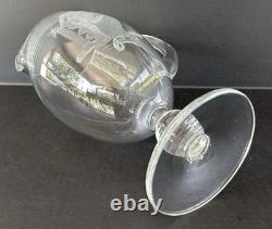 Art Nouveau Glass Pitcher Engraved Etched Nude Woman Victorian Antique