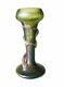 Art Nouveau Kralik Bohemian Czech Green Iridescent Glass Thorn Vine Vase 8 T