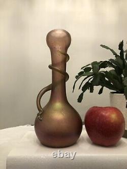 Art Nouveau Tendril Iridescent Glass Vase Rindskopf Bohemian Czech 10 Tall