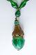 Art Nouveau Victorian Green Art Glass Sautoir Necklace