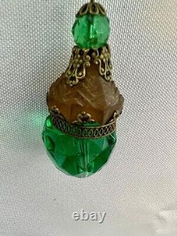 Art Nouveau Victorian Green Art Glass Sautoir Necklace