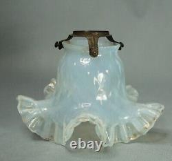 Art Nouveau Victorian Opalescent Glass Lamp Shade Bell Ruffled Gold Rim withFitter