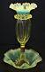 Art Glass Epergne, Opalescent Vaseline Glass, Rigaree Scrolled Band, C1900, 11t