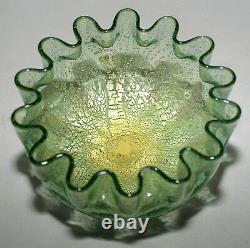 Art glass finger BOWL, aquamarine, Aventurine, spangle, mica fleck, c1880, 5