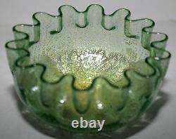 Art glass finger BOWL, aquamarine, Aventurine, spangle, mica fleck, c1880, 5