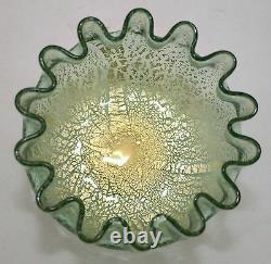 Art glass finger BOWL, aquamarine, Aventurine, spangle, mica fleck, c1880, 5