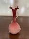 Beautiful Antique Victorian Peachblow Art Glass Vase Withfrosted Floral Design 10