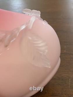 BEAUTIFUL ANTIQUE VICTORIAN Peachblow Art Glass Vase WithFrosted Floral Design 10