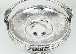 BEAUTIFUL Antique Victorian MERIDEN Silver Plate Bride's Basket withArt Glass Bowl