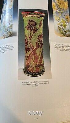 Baccarat 1900 Amazing Tall Dramatic Crystal Cased Etched Moss w-Cranberry Iris's