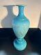 Baccarat Attributed French Blue Opaline Glass Vase With Gilding Mark 30