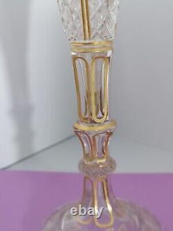 Baccarat Moser Tall Cathedral Vase- 10.5 ht-2Dia-Antique 24Ct-gold flute vase