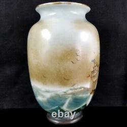 Baccarat Opaline Ship Vase 1880 antique french milk art glass nautical french