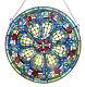 Baroque Jewels Victorian Green Blue 24 Round Stained Glass Window Panel