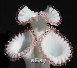 Beautiful 4-horn Rose (pink) Crest Epergne-fenton For L. G. Wright, 17 In. Tall