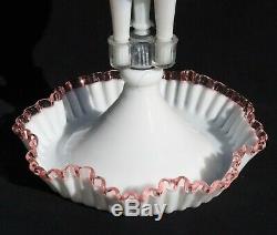Beautiful 4-horn Rose (pink) Crest Epergne-fenton For L. G. Wright, 17 In. Tall