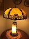 Beautiful Antique Arts & Crafts Cream Convex Slag Glass Lighted Base'married