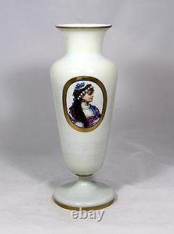 Beautiful! Hand Blown & Painted Victorian Bristol Glass Vase (15.5 H x 5.5)