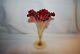 Beautiful Mt Washington New England Fuchsia Amberina Rib Optic Lily Vase 1880s