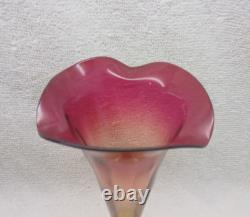 Beautiful Mt Washington New England Fuchsia Amberina Rib Optic Lily Vase 1880s Beautiful Mt Washington New England Fuchsia Amberina Rib Optic Lily Vase 1880s