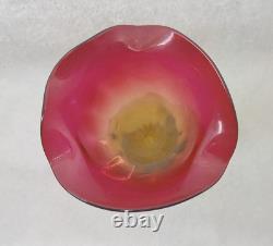 Beautiful Mt Washington New England Fuchsia Amberina Rib Optic Lily Vase 1880s Beautiful Mt Washington New England Fuchsia Amberina Rib Optic Lily Vase 1880s