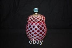 Beautiful Victorian Buckeye Cranberry Opalescent Bubble Lattice Sugar Bowl 1890s Beautiful Victorian Buckeye Cranberry Opalescent Bubble Lattice Sugar Bowl 1890s