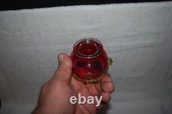 Beautiful Victorian Cranberry Vaseline Art Glass Open Salt 1880's