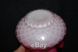 Beautiful Victorian Diamond Quilted Satin Mother Pearl Fairy Lamp Base 1880's