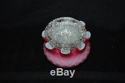 Beautiful Victorian Diamond Quilted Satin Mother Pearl Fairy Lamp Base 1880's