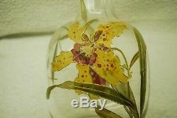 Beautiful Victorian French Bohemian Flower Decorated Art Glass Vase C1900