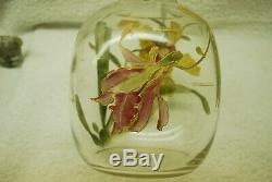 Beautiful Victorian French Bohemian Flower Decorated Art Glass Vase C1900
