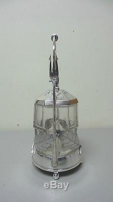 Beautiful Victorian Glass Pickle Castor Rogers, Smith & Co. Silver Plate Stand
