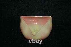 Beautiful Victorian Mt Washington Glossy Paneled Burmese Tri-corner Bowl 1880s