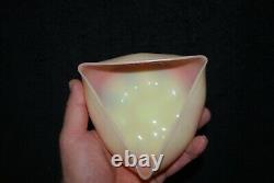 Beautiful Victorian Mt Washington Glossy Paneled Burmese Tri-corner Bowl 1880s