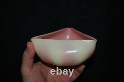 Beautiful Victorian Mt Washington Glossy Paneled Burmese Tri-corner Bowl 1880s