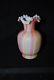 Beautiful Victorian Rainbow Satin Stripe Art Glass Vase 1880's 1890's