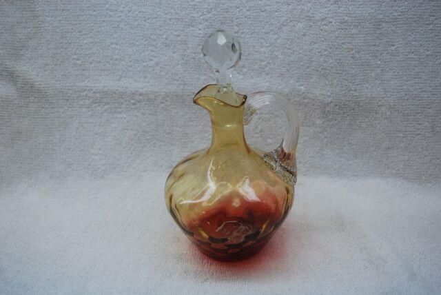 Beautiful Victorian Reverse Amberina Diamond Quilted Cruet 1880's