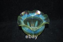 Beautiful Victorian Walsh Iridescent Vaseline Opalescent Flower Vase 1890s Beautiful Victorian Walsh Iridescent Vaseline Opalescent Flower Vase 1890s