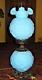 Beautiful Vintage Satin Blue Fenton Poppy Gone With The Wind Electric Lamp