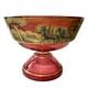 Beidermeier Cranberry Glass Gold Gilt Bowl Large Antique Victorian Pedestal