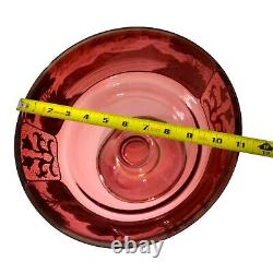 Beidermeier Cranberry Glass Gold Gilt Bowl LARGE Antique Victorian Pedestal Beidermeier Cranberry Glass Gold Gilt Bowl LARGE Antique Victorian Pedestal