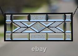 Beveled Stained Glass Window Panel, 19 1/2 X 7 1/2Ready to Hang