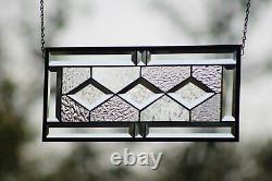 Beveled Stained Glass Window Panel, Ready to Hang 19 1/2 X 8 1/2