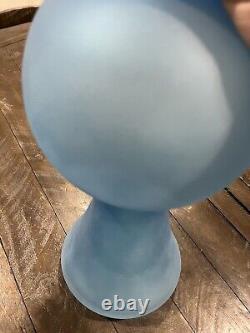 Blenko Glass Victorian Frosted Azure Large Vase #1407 17.5
